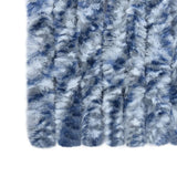 Vliegengordijn 90x220 cm chenille blauw, wit en zilver