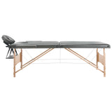 Massagetafel met 2 zones 186x68 cm houten frame antraciet