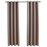 Gordijn verduisterend met metalen ringen 2 st 140x245 cm taupe