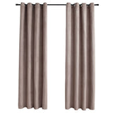 Gordijn verduisterend met metalen ringen 2 st 140x245 cm taupe