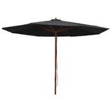 Parasol met houten paal 350 cm zwart