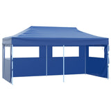 Partytent met 4 zijwanden inklapbaar 3x6 m staal blauw