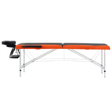 Massagetafel inklapbaar 2 zones aluminium zwart en oranje