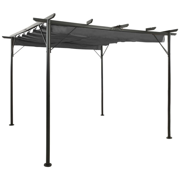 Pergola met uittrekbaar dak 180 g/m² 3x3 m staal antracietkleur