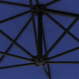 Wandparasol met LED's en metalen paal 300 cm blauw