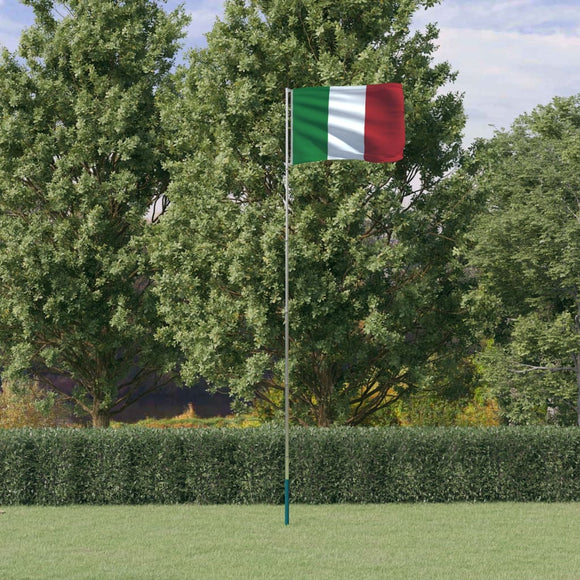 Vlag met vlaggenmast Italië 5,55 m aluminium