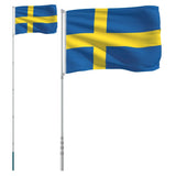 Vlag met vlaggenmast Zweden 5,55 m aluminium