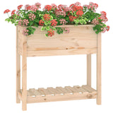 Plantenbak met schap 82,5x34,5x81 cm massief grenenhout