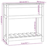 Plantenbak met schap 82,5x34,5x81 cm massief grenenhout