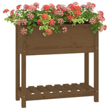 Plantenbak met schap 82,5x34,5x81 cm grenenhout honingbruin