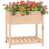 Plantenbak met schap 82,5x54x81 cm massief grenenhout