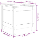 Plantenbak 40x40x39 cm massief grenenhout wit