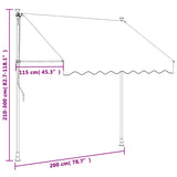 Luifel uittrekbaar 200x150 cm stof en staal antracietkleurig