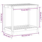 Oppottafel met schap 82,5x50x75 cm massief douglashout