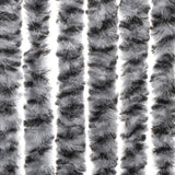 Vliegengordijn 100x230 cm chenille grijs en zwart-wit