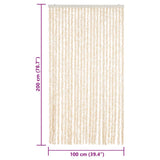 Vliegengordijn 100x200 cm chenille beige en wit