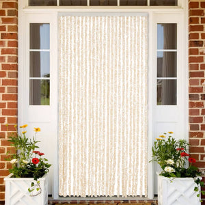 Vliegengordijn 100x200 cm chenille beige en wit