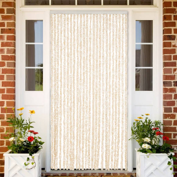 Vliegengordijn 100x200 cm chenille beige en wit