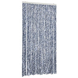 Vliegengordijn 100x230 cm chenille blauw en wit