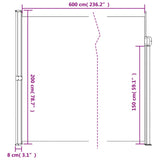 Windscherm uittrekbaar 200x600 cm rood