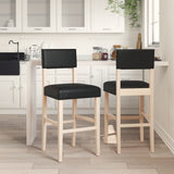 Barstoelen 2 st massief rubberhout en kunstleer